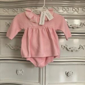 2pc Janie and Jack pink Knit outfit 3-6 months dress bloomers
